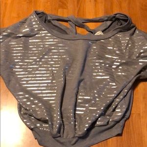 Gray top with silver stripes